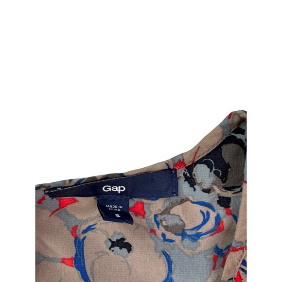 Gap Womens Sleeveless Abstract Floral Keyhole Blouse Size S Multicolor - Picture 4 of 6